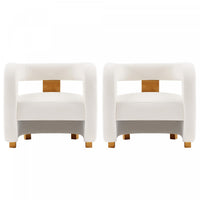 Amirah Modern Velvet Lounge Chair in White - Set of 2 