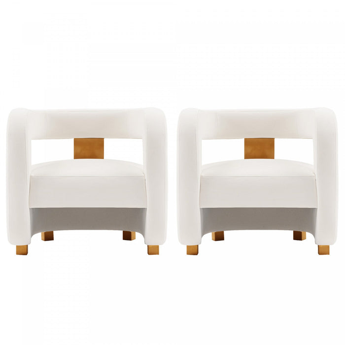 Amirah Modern Velvet Lounge Chair in White - Set of 2 