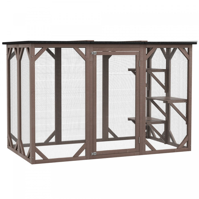 Pawhut Cat Cage Indoor Catio Outdoor Cat Enclosure Pet House Small Animal Hutch For Rabbit, Kitten, 