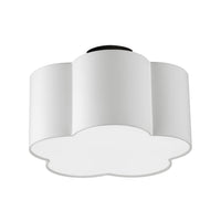 Dainolite Phlox 3 Light Flush Mount Small Matte Black White Shade Lamp