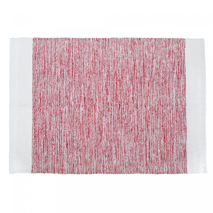 Handloom Cotton Rug with Lurex Red Floormat