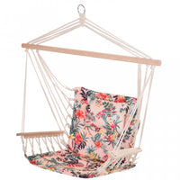 Outsunny Patio Hammock Chair, Portable Hanging Cotton Rope Hammock Swing Chair Sleeping Bed Seat Wit
