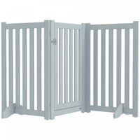 Pawhut Foldable Dog Gate With Door, 3 Panels Freestanding Pet Gate With Support Feet Indoor Playpen 
