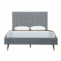 Crosby Modern Upholstered Velvet Queen Bed in Gray 