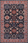 Aqua Black Star Washable Non-slip Low Pile Area Rug 5'x7' 