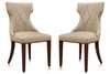 Manhattan Comfort Set of 2 Reine Faux Leather Dining Chairs - Cream & Walnut