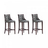 Fifth Avenue Traditional Wood Upholstered Barstool in Graphite - Set of 3 