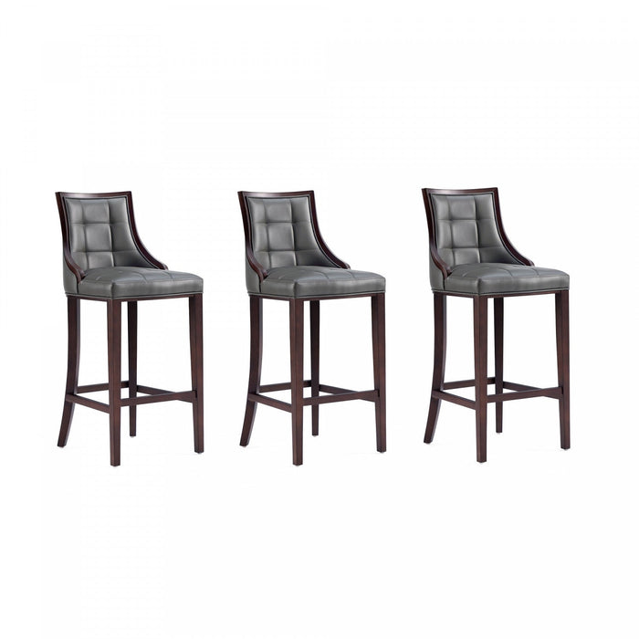 Fifth Avenue Traditional Wood Upholstered Barstool in Graphite - Set of 3 