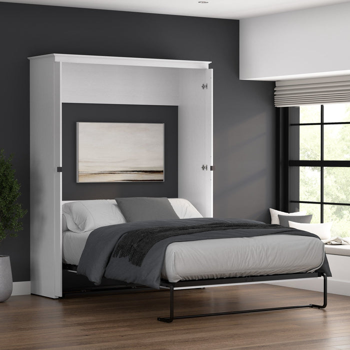 Bestar Key West 69 W Queen Murphy Bed - Pure White Oak