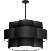 Dainolite Phlox 4 Light Chandelier Matte Black Black/White Shade Lamp