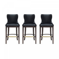 Blair Modern Wood Upholstered Barstool in Black - Set of 3 Bar Stool 