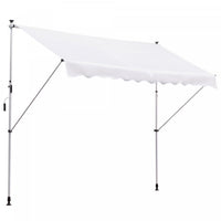 Outsunny 10x5ft Manual Retractable Awning, Patio Sun Shade Canopy Shelter With 5.6-9.2ft Support Pol