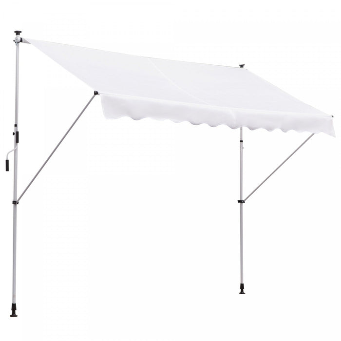 Outsunny 10x5ft Manual Retractable Awning, Patio Sun Shade Canopy Shelter With 5.6-9.2ft Support Pol