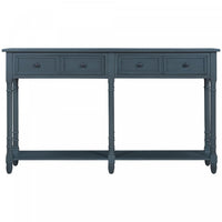 Phyllis Solid Wood Console Table With Drawers And Bottom Shelf - Antique Navy 