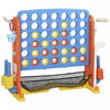 Qaba Jumbo 4-to-Score Giant Game Set, 4 in 1 Indoor Outdoor Connect 4 Family Yard Game Set w/ Basketball, Ring Toss, Golf, 42 Jumbo Rings, Quick-Release Slider, 4-in-A-Row for Kids