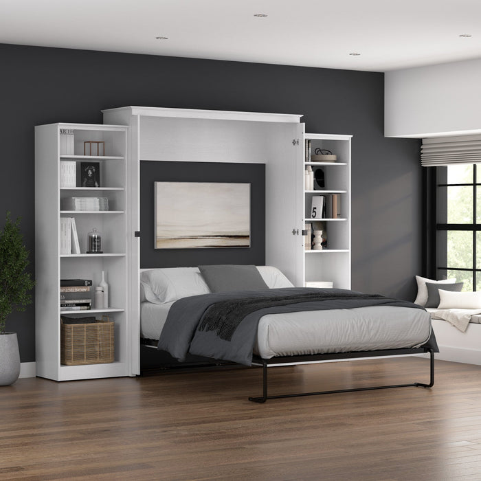 Bestar Key West Queen Murphy Bed with Closet Organizers (119 W) - Pure White Oak