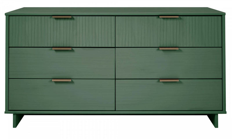 Granville Modern 55\" Dresser in Sage Green (6-Drawer) 