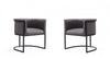 Cosmopolitan Mid-Century Modern Vegan Leather Metal Dining Chair in Graphite - Set of 2 