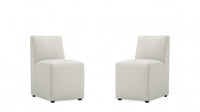 Anna Square Modern Vegan Leather Dining Chair in Stone Gray - Set of 2