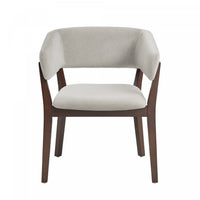 Blake Modern Wood Faux Mohair Armchair in Greige 