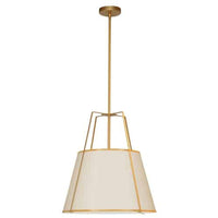 Dainolite Trapezoid 3 Light Pendant Trapezoid Gold/Cream Shade White Fabric Diffuser Lamp