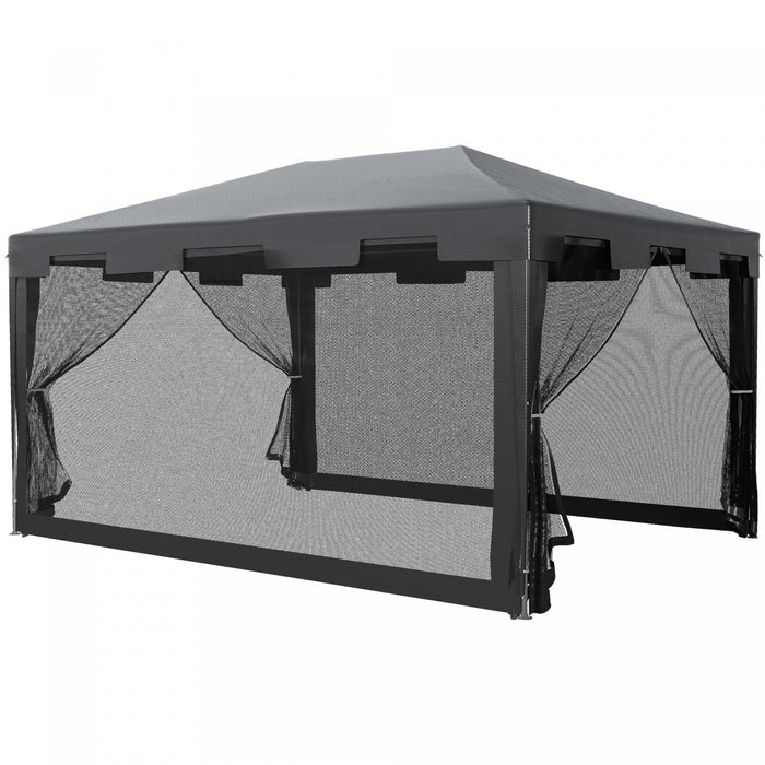Outsunny 10x13ft Outdoor Gazebo Canopy, Garden Party Tent Patio Sun Shade Shelter Wedding Tent With 