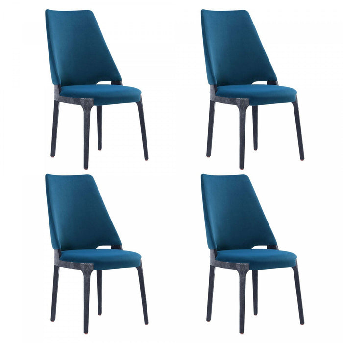 Kara Modern Wood Upholstered Dining Chair in Blue - Set of 4 