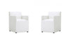 Anna Square Modern Vegan Leather Armchair in White - Set of 2 