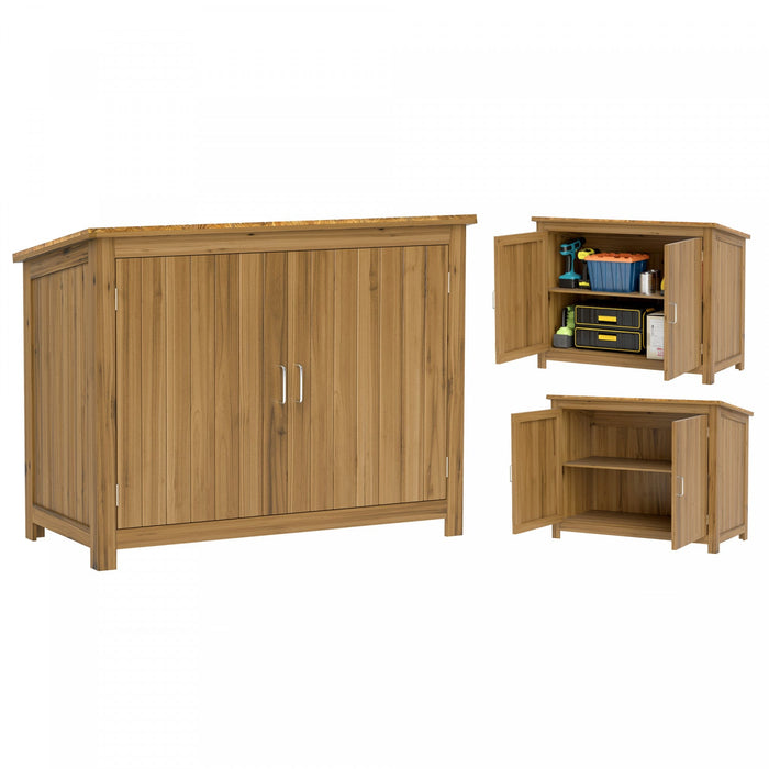 Outsunny Wooden Garden Shed Storage Cabinet With 2 Shelves And 2 Doors