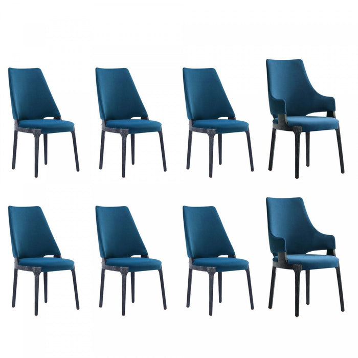 Kara Modern 8-Piece Dining Chair Set in Blue 