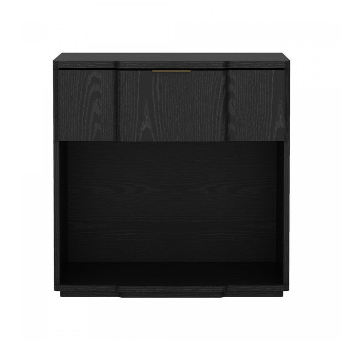 Clive Mid-Century Modern 22\" Nightstand in Black (1-Drawer) 