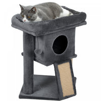 Pawhut Cat Tree, Small Cat Tower With Perch, Scratching Post, Cat Condo, Toy Ball For Kitty, Indoor Use, Dark Grey