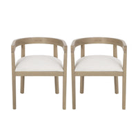 Tina Dining Arm Chairs Set Of 2 With Upholstery Fabric,open Back Style - Beige