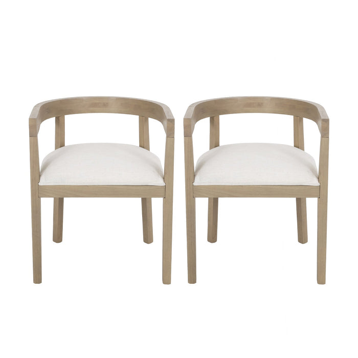 Tina Dining Arm Chairs Set Of 2 With Upholstery Fabric,open Back Style - Beige 