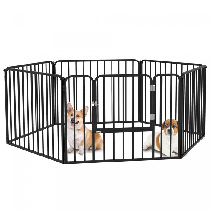 Pawhut Heavy Duty Dog Playpen, 6 Panels 24\" Height Steel Pet Puppy Exercise Pen, Diy Design, Outdoor