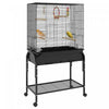 Pawhut 51\" Bird Cage For Budgies Canaries Finches Lovebirds Parakeets With Rolling Stand, Toys, Blac