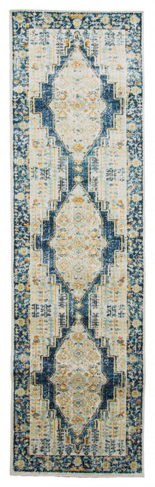 Kinsley Traditional 2'7\" x 8'0\" Runner Rug in Blue Indoor Area Rug 