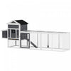 PawHut 117" Chicken Coop, Wooden Rabbit Hutch with Chicken Run, Slide-out Tray, Asphalt Roof, Nesting Box - Grey and White