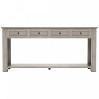 Gracie Solid Wood Console Table With Drawers And Shelf - Grey Wash 