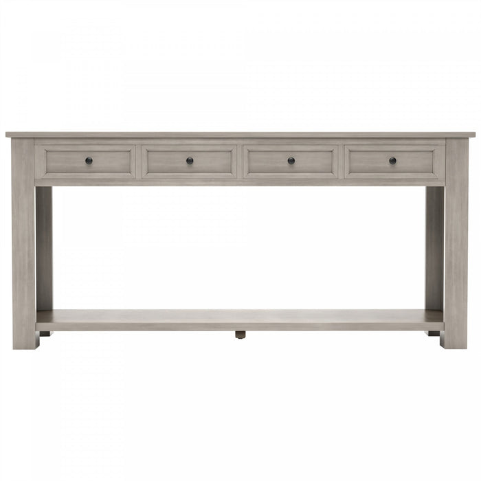 Gracie Solid Wood Console Table With Drawers And Shelf - Grey Wash 