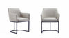 Serena Modern Metal Vegan Leather Armchair in Light Gray - Set of 2 Dining Chair 