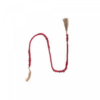 Wood Red Beaded Garland with Tassels