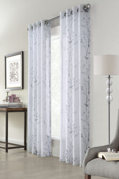 Primavera White Grommet Curtain Panel - 52\" X 95\"