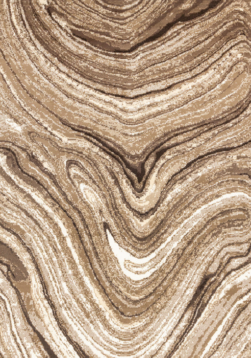 Forte Brown Cream Soothing Waves Area Rug - 5'3\" x 7'5\"