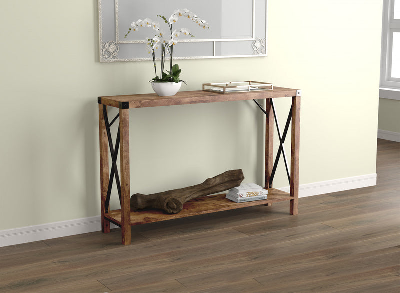 46” Console Table With 1 Shelf - Reclaimed Wood With Black Metal 