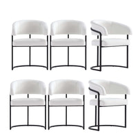 Augusta Modern Metal Vegan Leather Dining Chair in White - Set of 6 