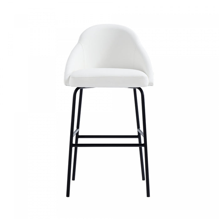 Gracie Modern Metal Upholstered Barstool in White and Black Bar Stool 