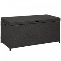Outsunny Wicker Deck Box, 118 Gallon Pe Rattan Storage Box, Grey