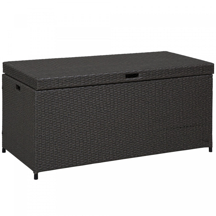 Outsunny Wicker Deck Box, 118 Gallon Pe Rattan Storage Box, Grey