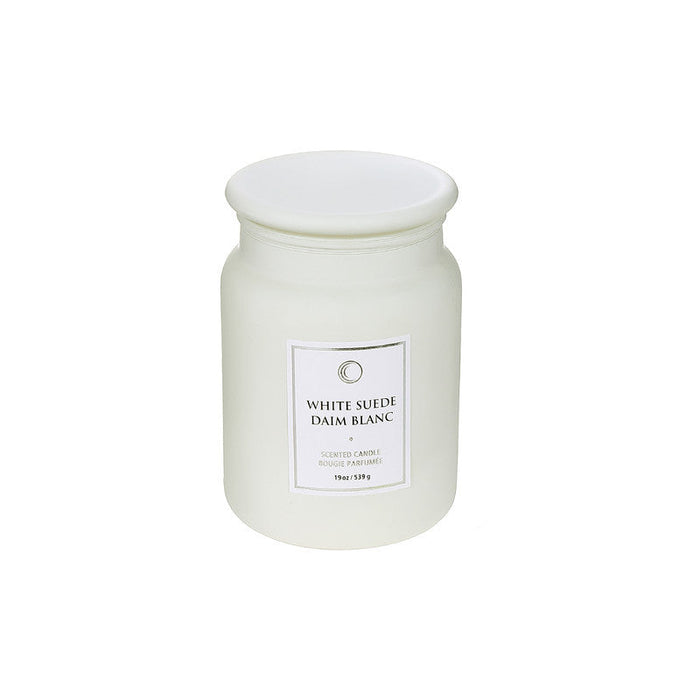 19 Oz Luxe Scented Candle with Glass Lid White Suede - Set of 2